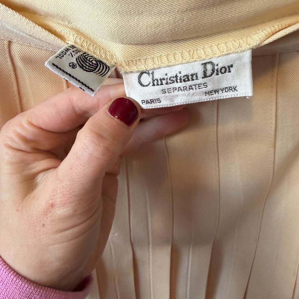 Vintage Christian Dior Cream Women's Blazer & Skirt Set Sz 8 - Picture 13 of 14